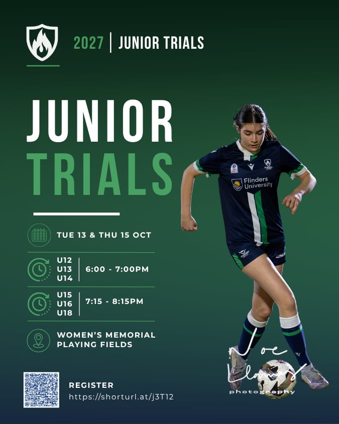 2027 Flinders United Junior Trials image directs to information post
